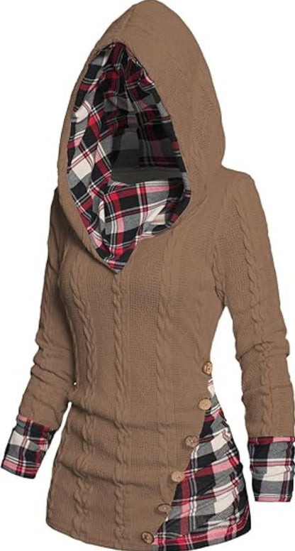 Elena | Highland Knit Patchwork hættetrøje