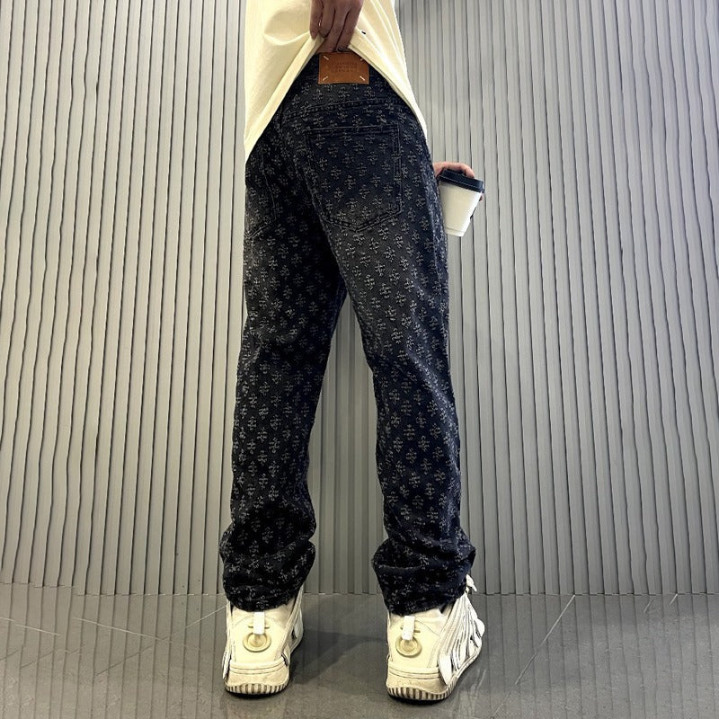 Jacquard denim jeans