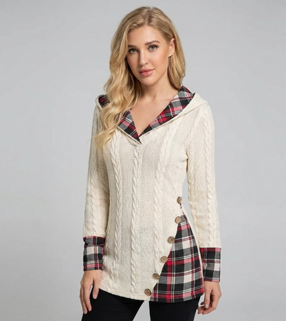 Elena | Highland Knit Patchwork hættetrøje