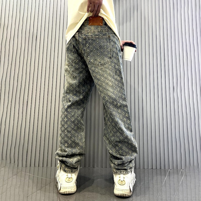 Jacquard denim jeans