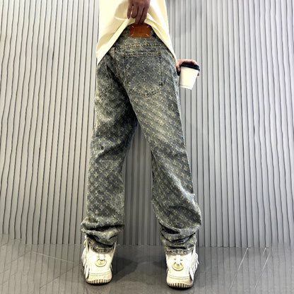 Jacquard denim jeans