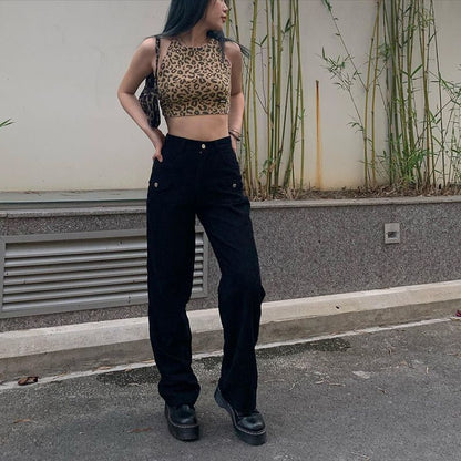 Top med leopardtryk uden ryg