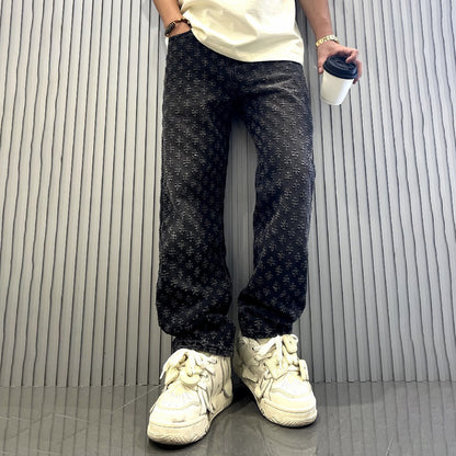 Jacquard denim jeans
